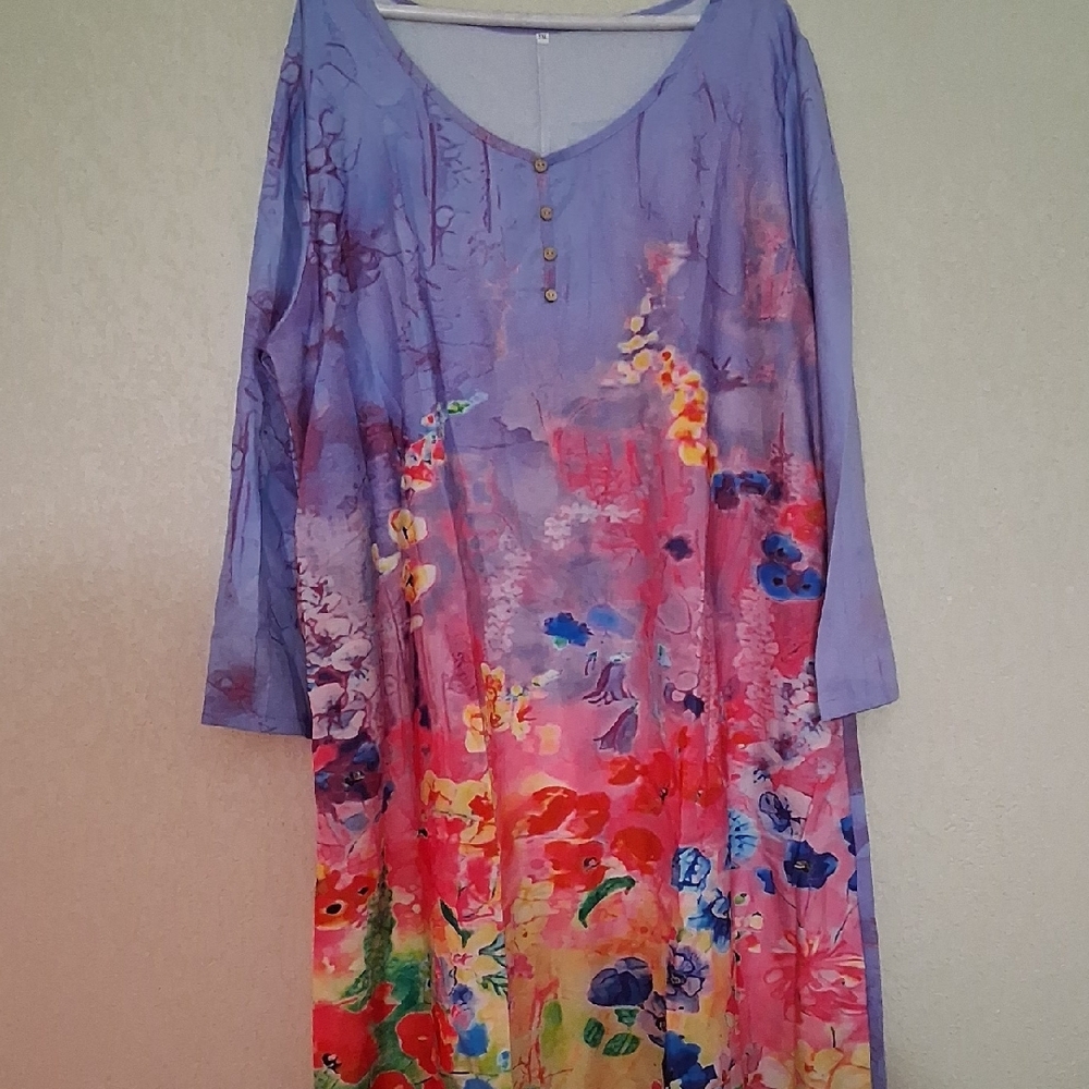 Source Unknown Purple Floral High Low Dress